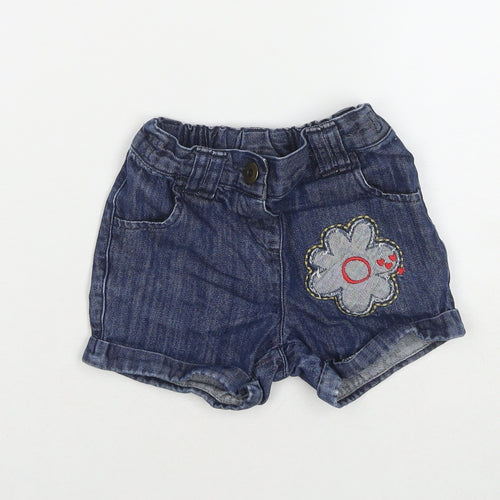 NEXT Girls Blue Cotton Mom Shorts Size 2-3 Years L3 in Regular Buckle - Flower