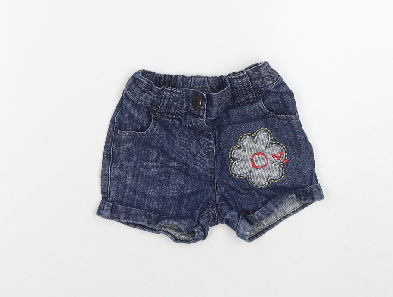 NEXT Girls Blue Cotton Mom Shorts Size 2-3 Years L3 in Regular Buckle - Flower