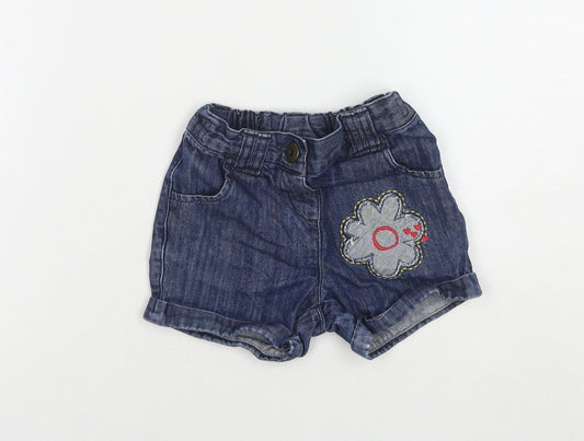 NEXT Girls Blue Cotton Mom Shorts Size 2-3 Years L3 in Regular Buckle - Flower