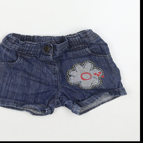 NEXT Girls Blue Cotton Mom Shorts Size 2-3 Years L3 in Regular Buckle - Flower