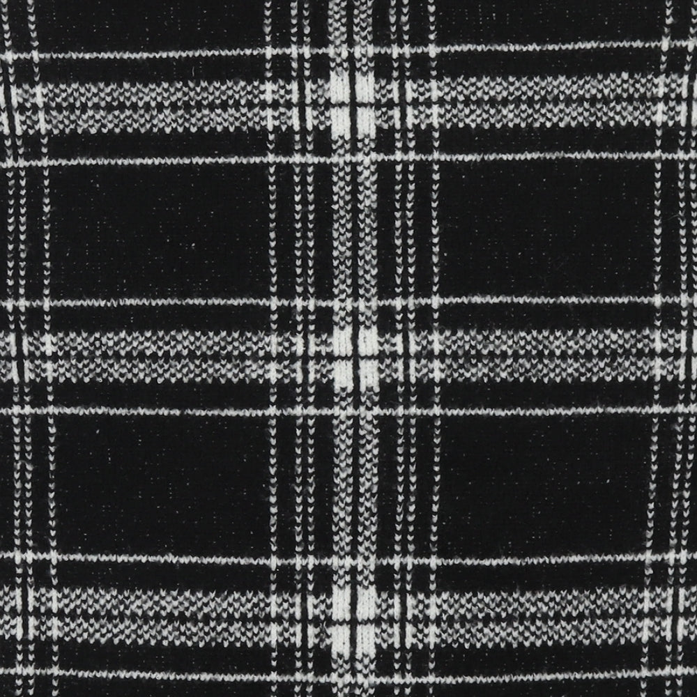 Marks and Spencer Womens Black Round Neck Check Acrylic Pullover Jumper Size M