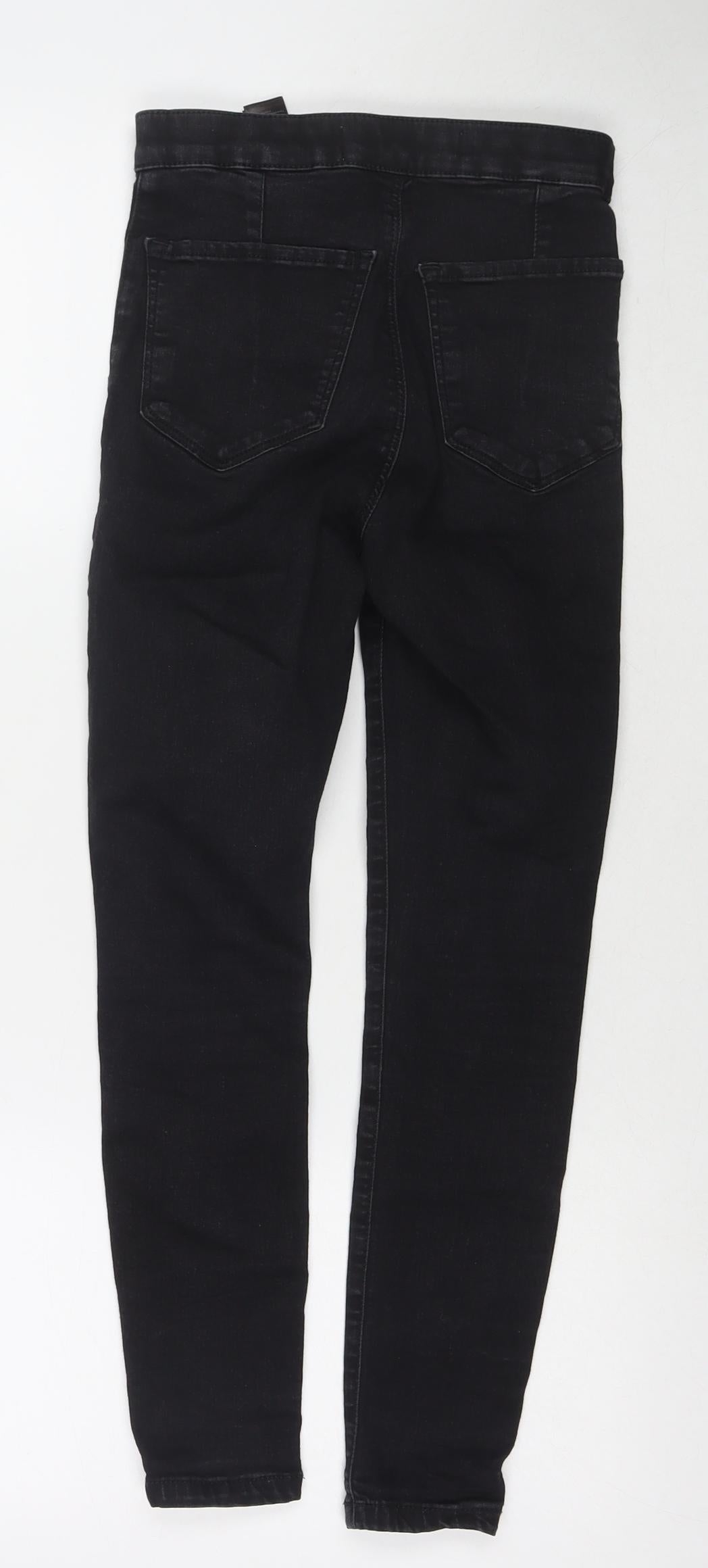 NEXT Womens Black Cotton Skinny Jeans Size 8 L28 in Regular Zip