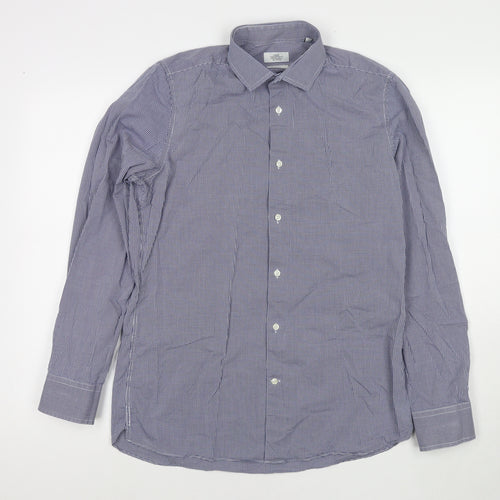 NEXT Mens Blue Check Cotton Dress Shirt Size 15.5 Collared Button - Collar 15.5''