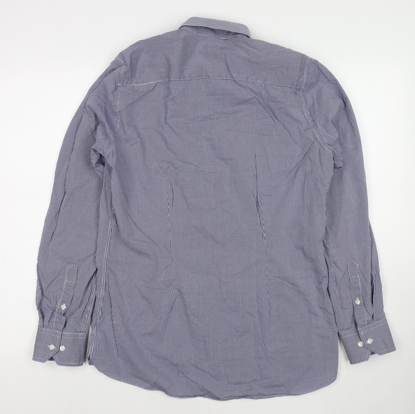 NEXT Mens Blue Check Cotton Dress Shirt Size 15.5 Collared Button - Collar 15.5''