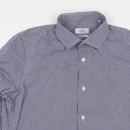 NEXT Mens Blue Check Cotton Dress Shirt Size 15.5 Collared Button - Collar 15.5''