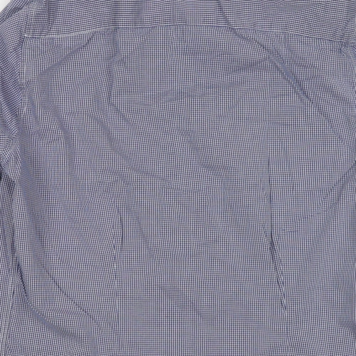 NEXT Mens Blue Check Cotton Dress Shirt Size 15.5 Collared Button - Collar 15.5''