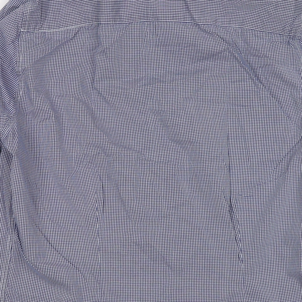 NEXT Mens Blue Check Cotton Dress Shirt Size 15.5 Collared Button - Collar 15.5''