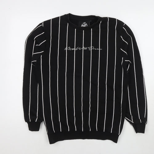 Kings Will Dream Mens Black Striped Cotton Pullover Sweatshirt Size S - Logo
