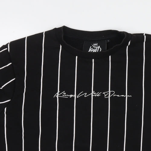 Kings Will Dream Mens Black Striped Cotton Pullover Sweatshirt Size S - Logo
