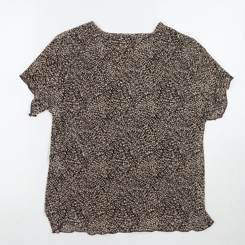 Country Casuals Womens Brown Polyester Basic Blouse Size XL Round Neck