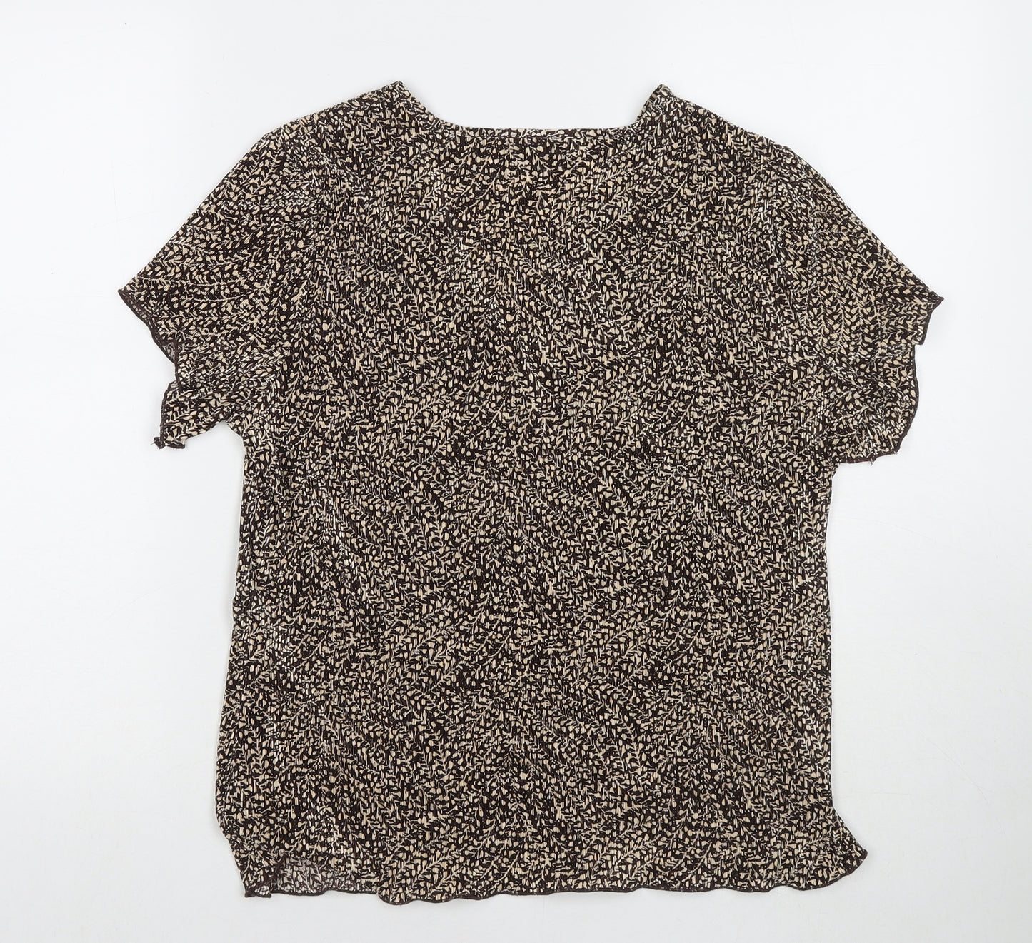 Country Casuals Womens Brown Polyester Basic Blouse Size XL Round Neck