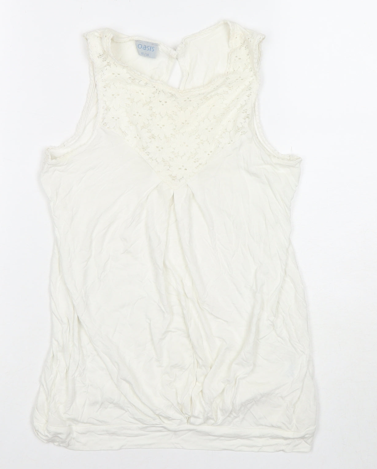 Oasis Womens White Viscose Basic Tank Size 10 V-Neck