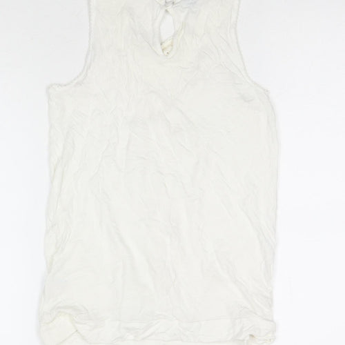 Oasis Womens White Viscose Basic Tank Size 10 V-Neck