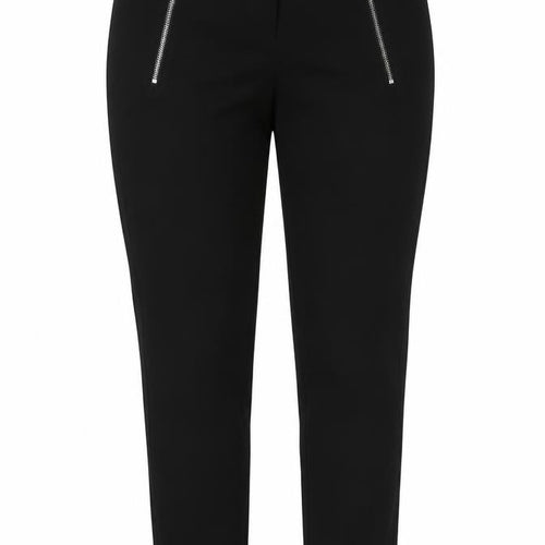 Soyaconcept Womens Black Viscose Trousers Size 8 L25 in Regular Zip