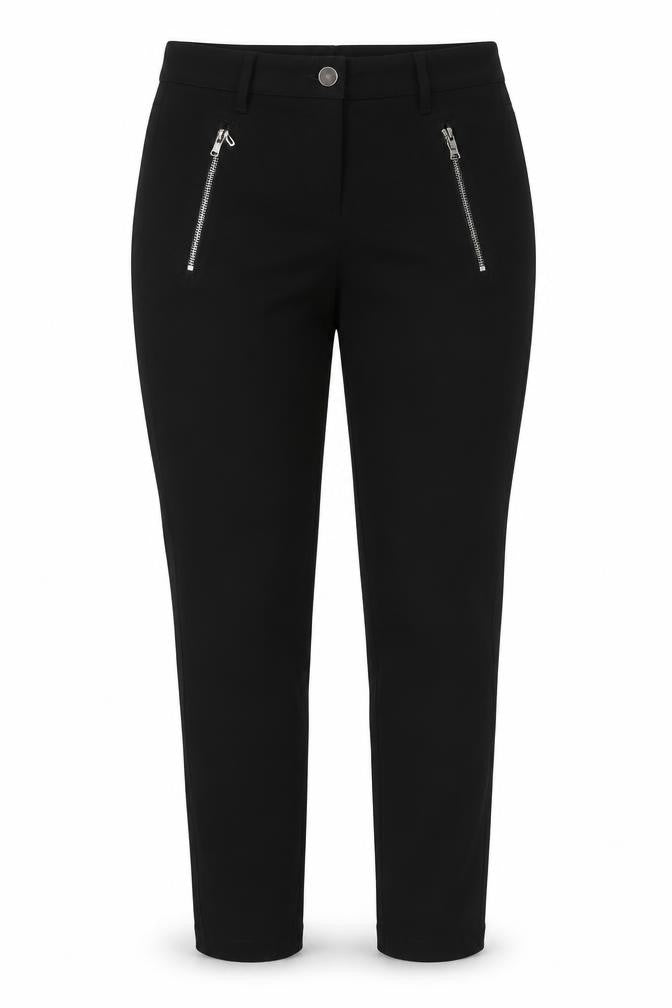 Soyaconcept Womens Black Viscose Trousers Size 8 L25 in Regular Zip