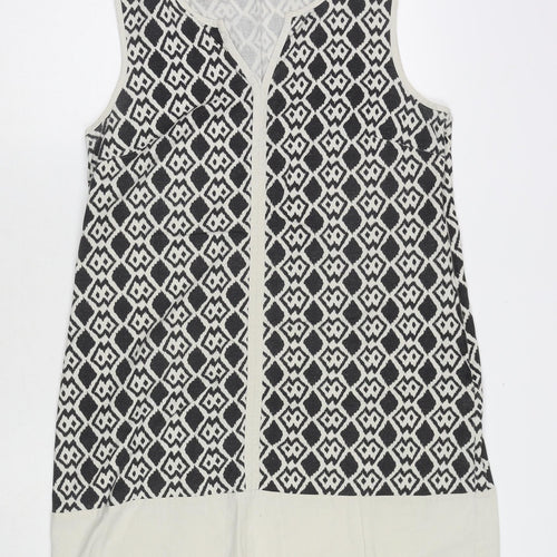 Kaleidoscope Womens Multicoloured Geometric Cotton Tunic Tank Size 14 V-Neck