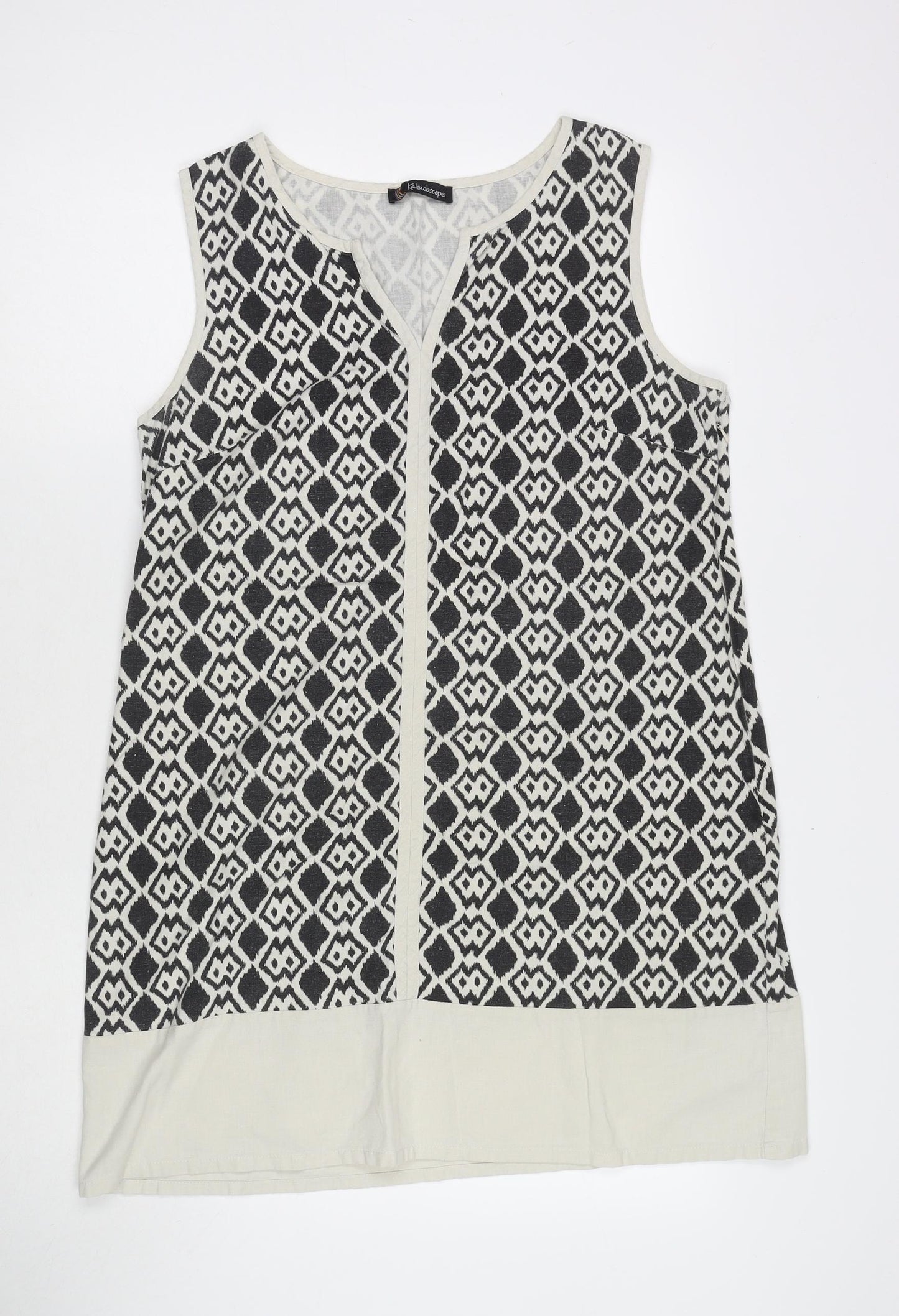 Kaleidoscope Womens Multicoloured Geometric Cotton Tunic Tank Size 14 V-Neck