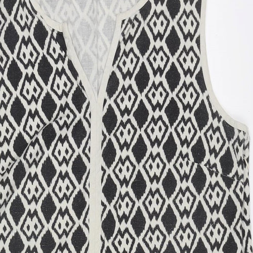 Kaleidoscope Womens Multicoloured Geometric Cotton Tunic Tank Size 14 V-Neck