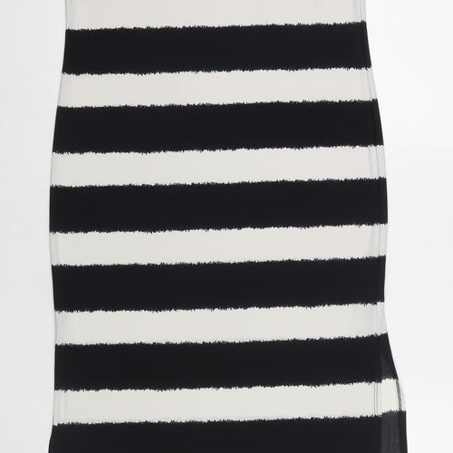 M&Co Womens Black Striped Polyester Tank Dress Size 12 Round Neck Pullover