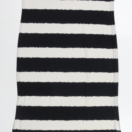 M&Co Womens Black Striped Polyester Tank Dress Size 12 Round Neck Pullover