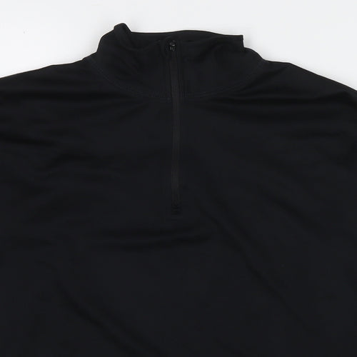 Campri Womens Black Polyester Pullover T-Shirt Size M Mock Neck Pullover