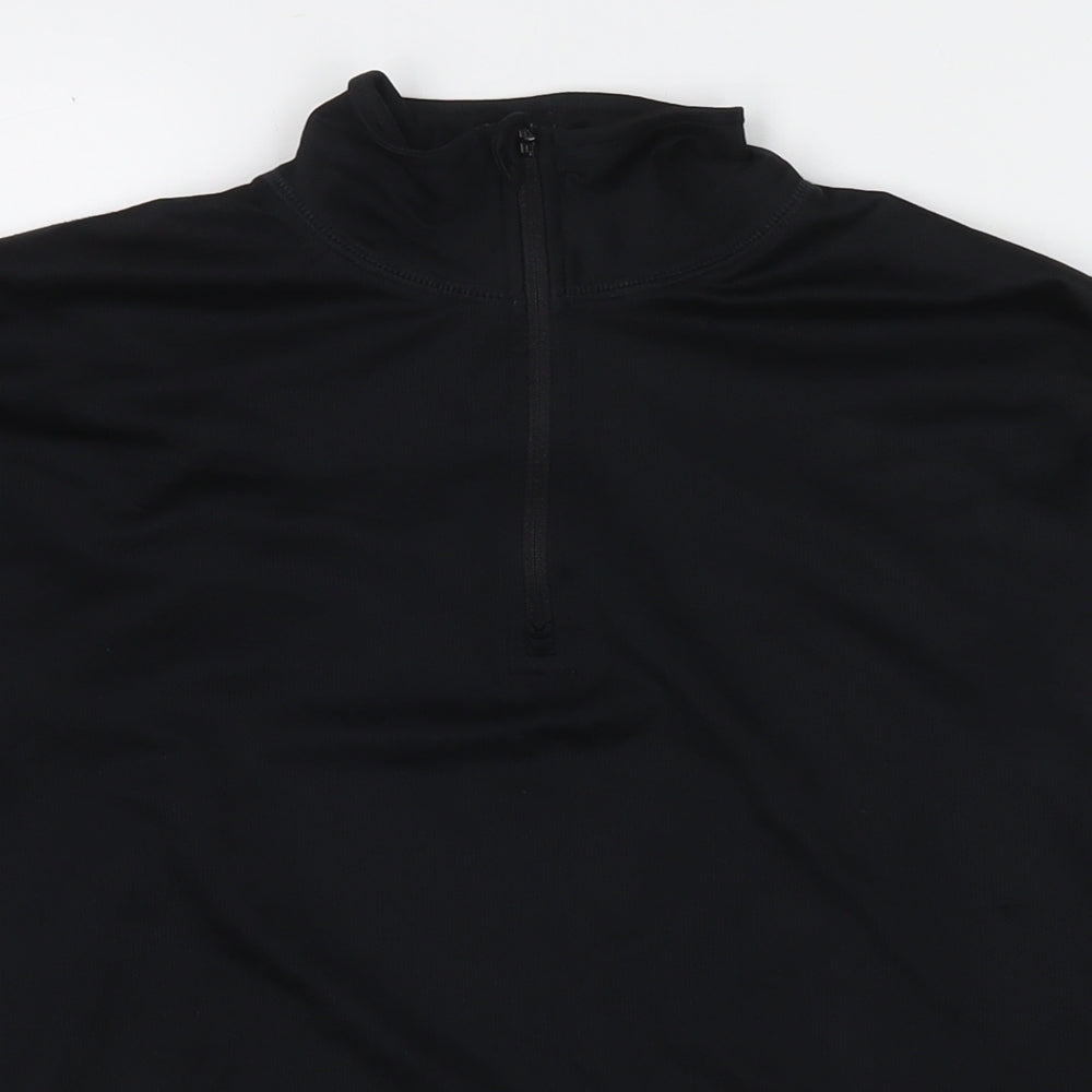 Campri Womens Black Polyester Pullover T-Shirt Size M Mock Neck Pullover