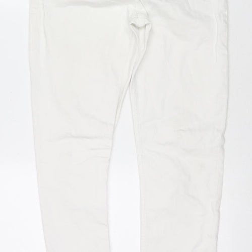 Marks and Spencer Womens White Cotton Skinny Jeans Size 12 L31 in Regular Zip