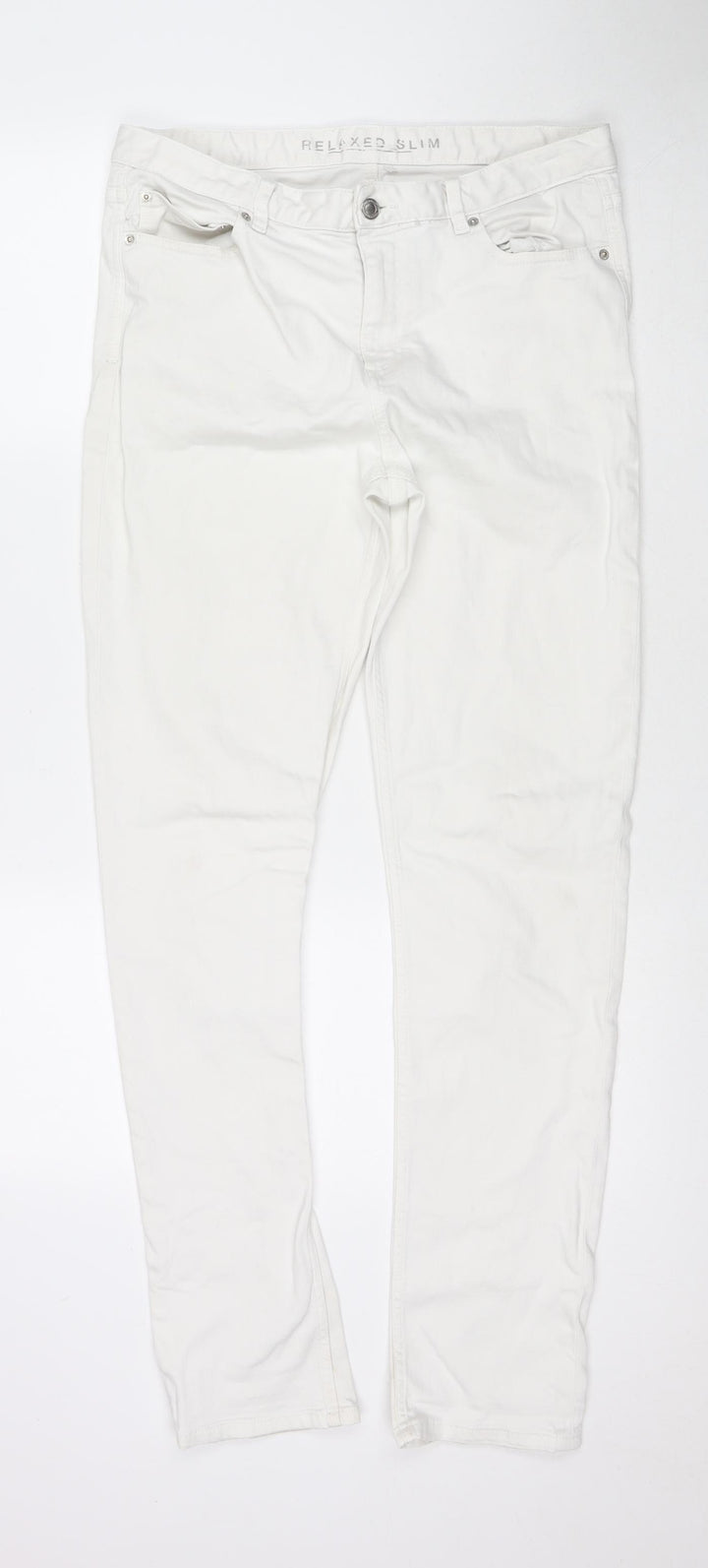 Marks and Spencer Womens White Cotton Skinny Jeans Size 12 L31 in Regular Zip
