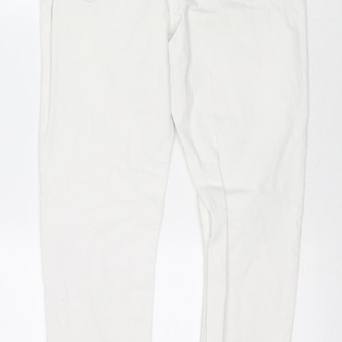 Marks and Spencer Womens White Cotton Skinny Jeans Size 12 L31 in Regular Zip