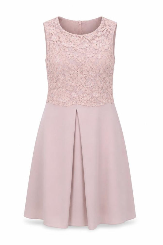 Front view of Miss Selfridge women’s pink floral polyester a-line, size UK 6, round neck zip