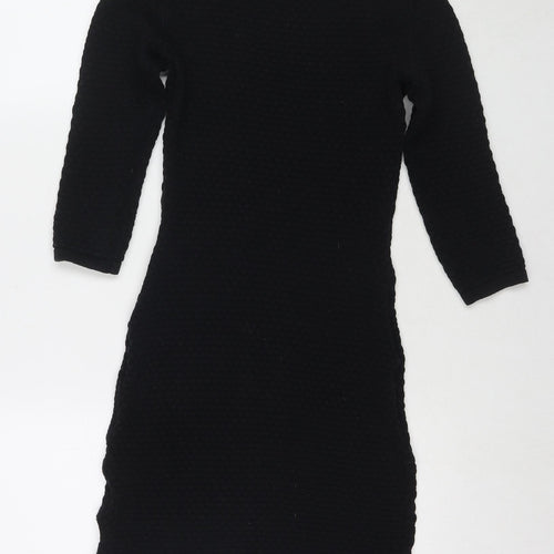 Dorothy Perkins Womens Black Cotton Jumper Dress Size 6 Round Neck Pullover