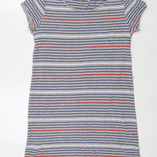 Divided by H&M Womens Grey Striped Cotton T-Shirt Dress Size 14 Round Neck Pullover