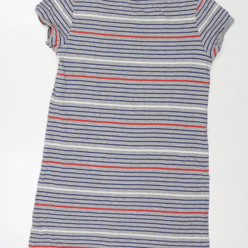 Divided by H&M Womens Grey Striped Cotton T-Shirt Dress Size 14 Round Neck Pullover