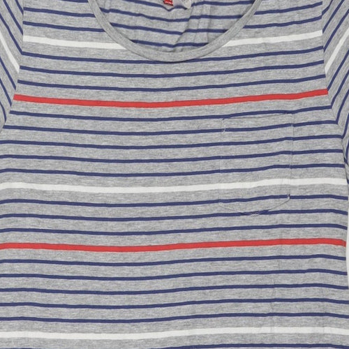Divided by H&M Womens Grey Striped Cotton T-Shirt Dress Size 14 Round Neck Pullover