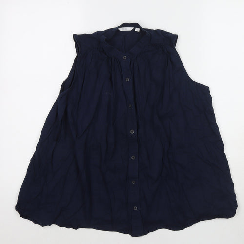 Uniqlo Womens Blue Linen Basic Tank Size M Round Neck
