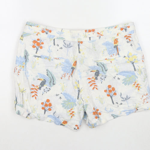 NEXT Womens Multicoloured Floral Linen Mom Shorts Size 12 L4 in Regular Zip