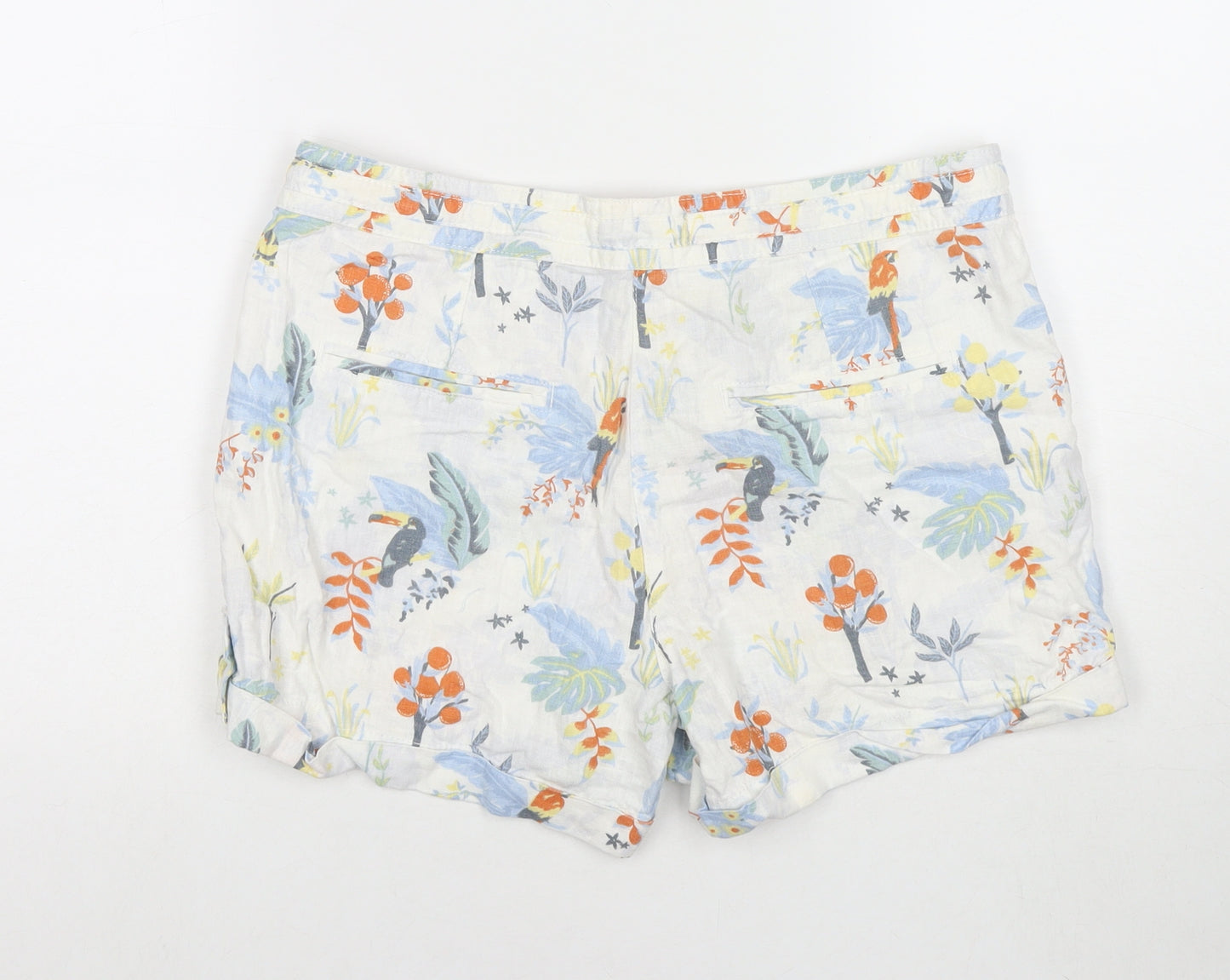 NEXT Womens Multicoloured Floral Linen Mom Shorts Size 12 L4 in Regular Zip