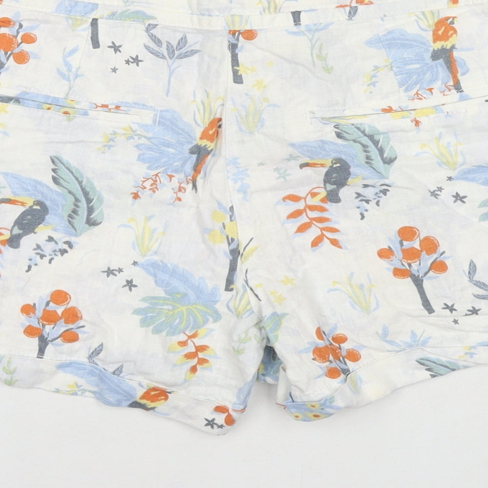 NEXT Womens Multicoloured Floral Linen Mom Shorts Size 12 L4 in Regular Zip