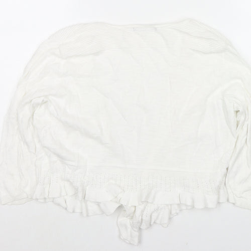 Bonmarché Womens White V-Neck Viscose Cape Jumper Size S