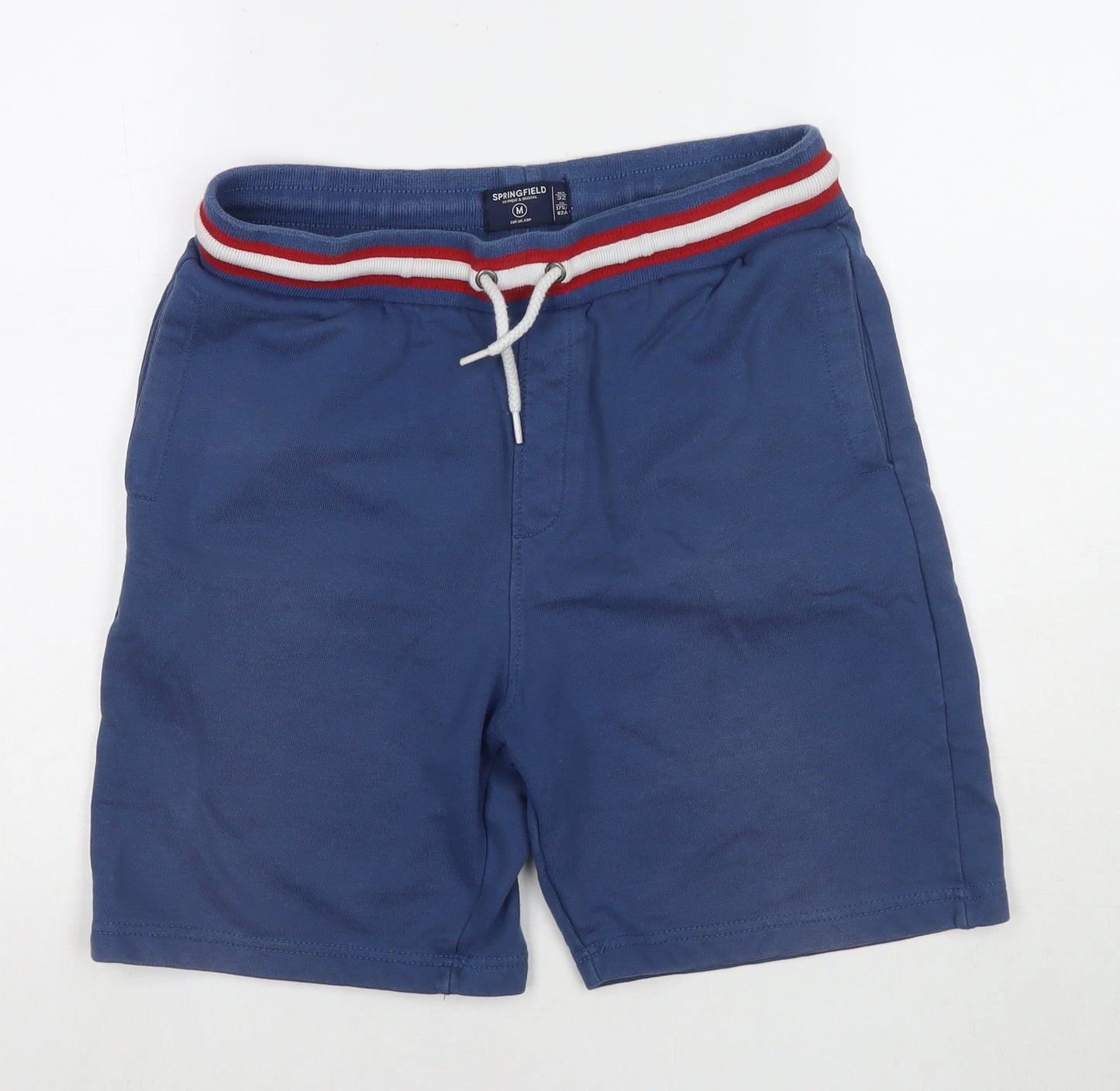 Springfield Mens Blue Cotton Sweat Shorts Size M L7 in Regular Drawstring