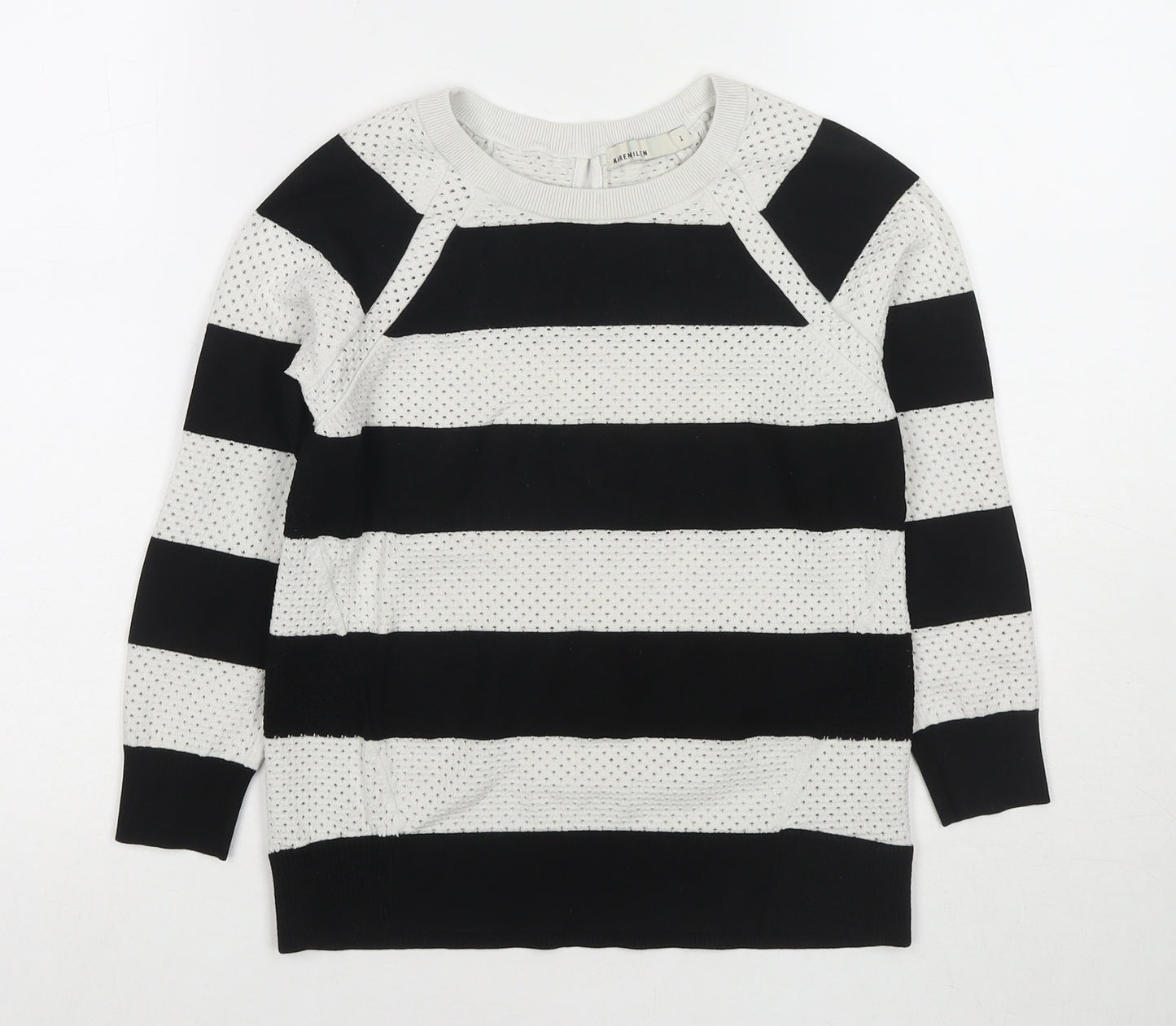 Karen Millen Womens Multicoloured Round Neck Striped Viscose Pullover Jumper Size S