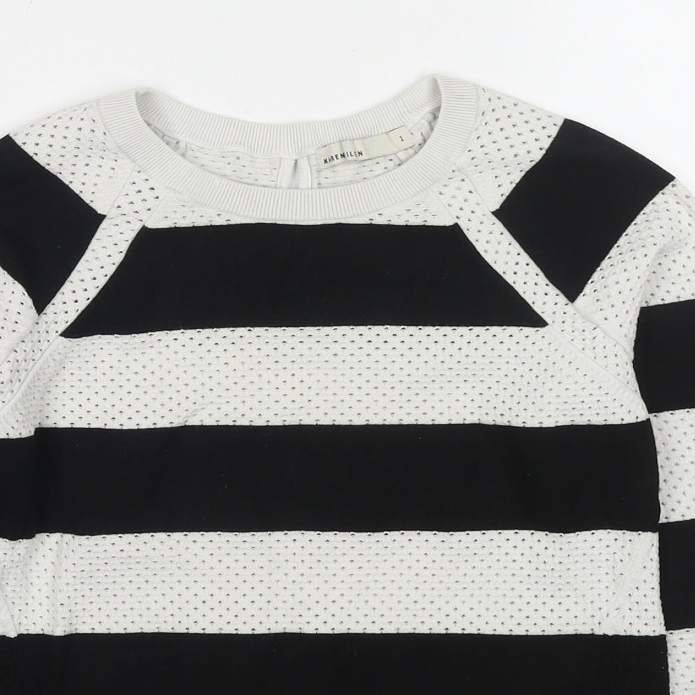 Karen Millen Womens Multicoloured Round Neck Striped Viscose Pullover Jumper Size S