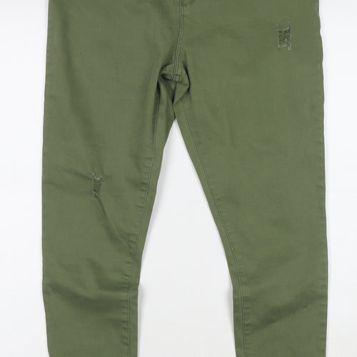 Denim & Co. Girls Green Cotton Skinny Jeans Size 13-14 Years L26 in Regular Zip