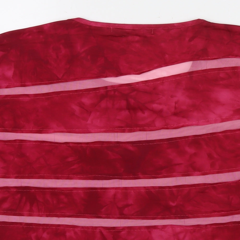 Klass Womens Pink Polyester Basic Blouse Size XL Round Neck - Sequin Detail