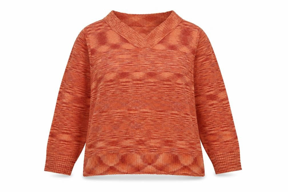 Front view of Klass women’s orange v-neck viscose jumper, size XL