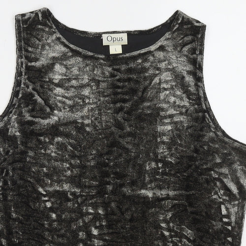 OPUS Womens Grey Polyester Basic Tank Size L Round Neck
