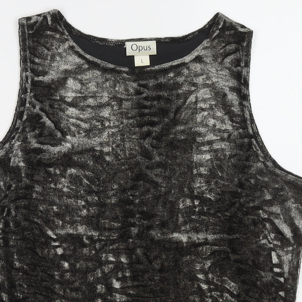 OPUS Womens Grey Polyester Basic Tank Size L Round Neck