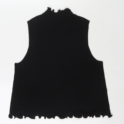 Zara Womens Black Polyester Basic Tank Size S Round Neck