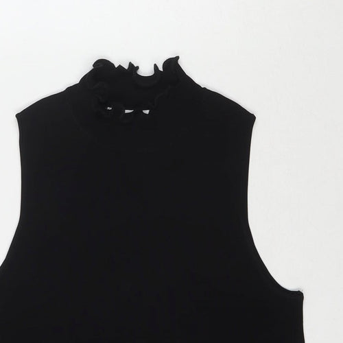 Zara Womens Black Polyester Basic Tank Size S Round Neck
