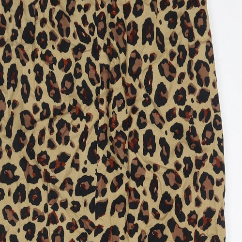 Stradivarius Womens Beige Animal Print Polyester Maxi Skirt Size 8 Zip